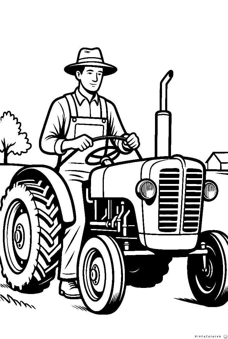 Granadero manejando un tractor en el campo