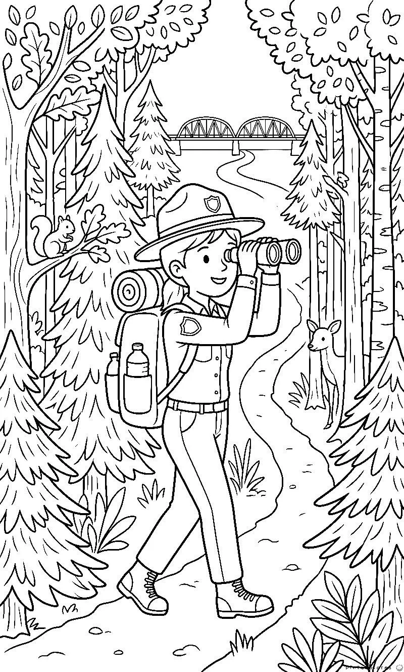 Guardaparques con sombrero en un parque natural