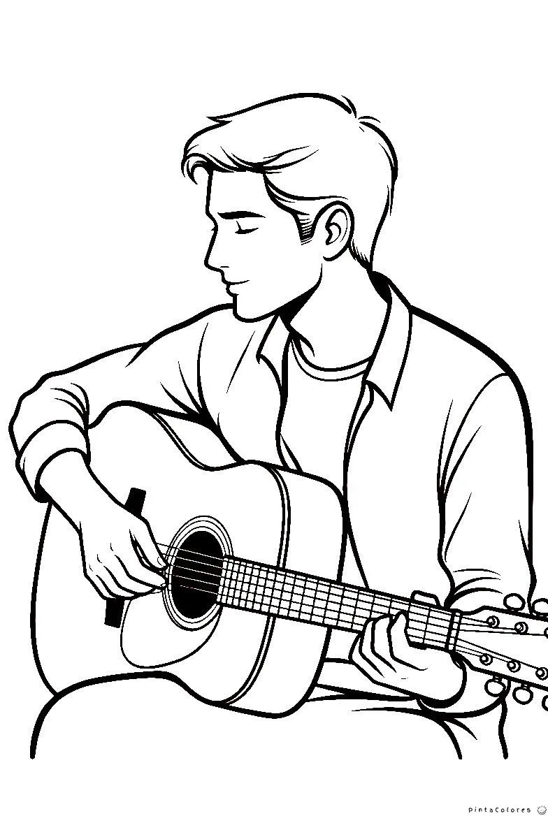 Hombre tocando guitarra como músico