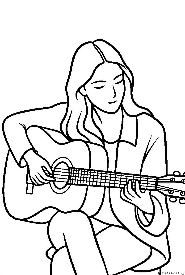 Mujer tocando guitarra como músico