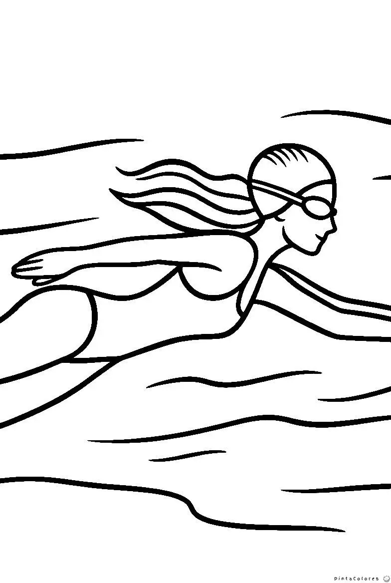 Nadadora con gorro y gafas nadando