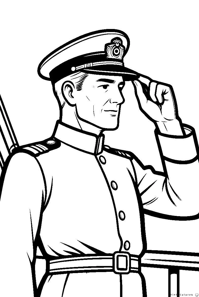 Oficial de policía con uniforme saludando