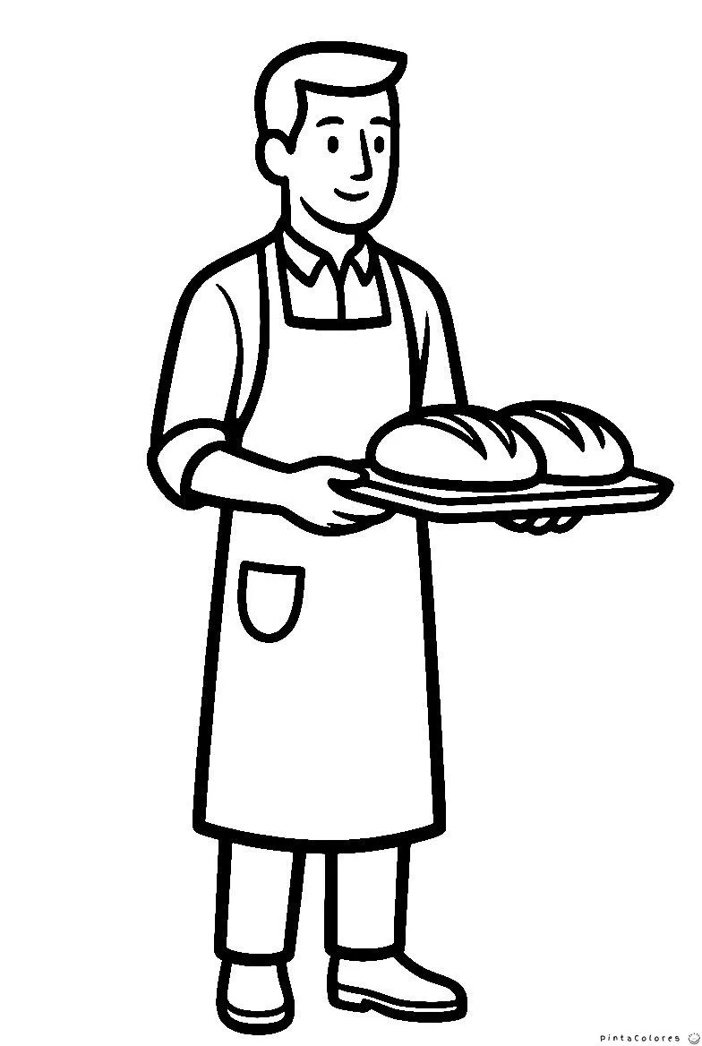 Dibujo para colorear panadero con pan