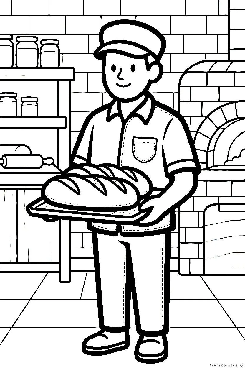 Panadero sosteniendo pan recién horneado en la cocina