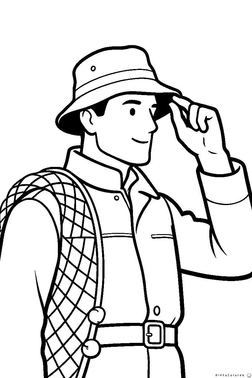 Pescador sosteniendo una red de pescar