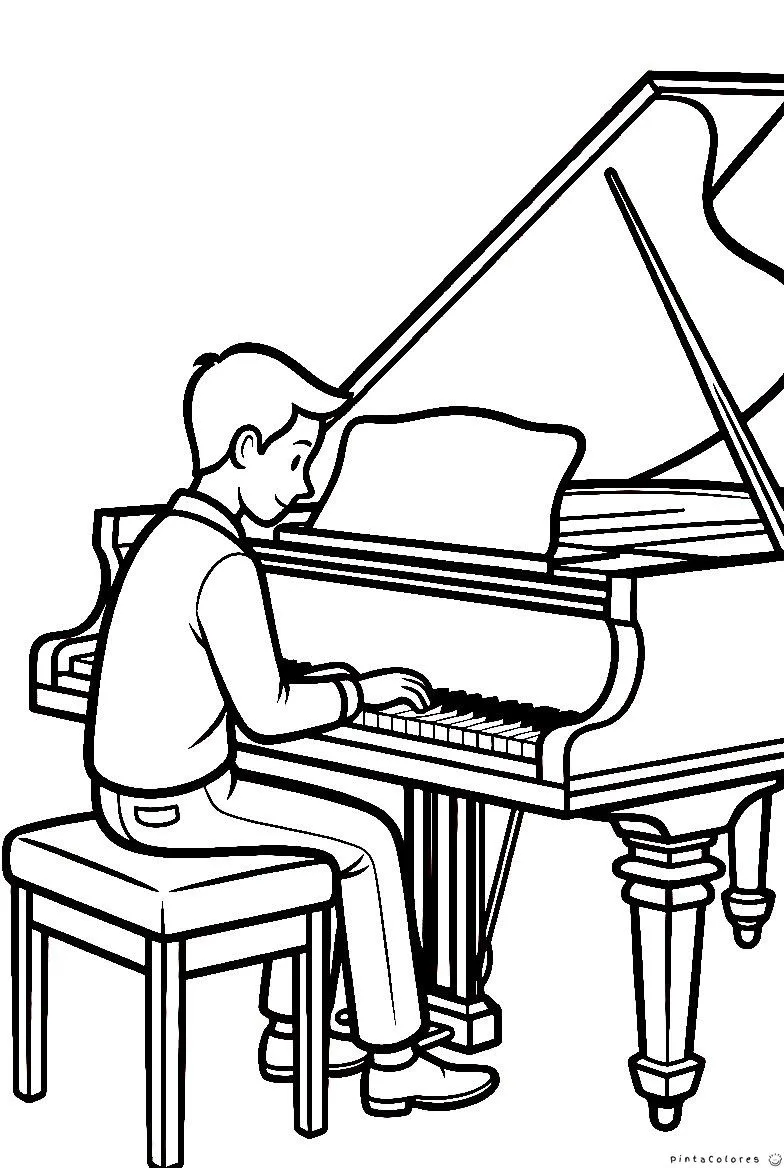 Pianista sentado tocando el piano