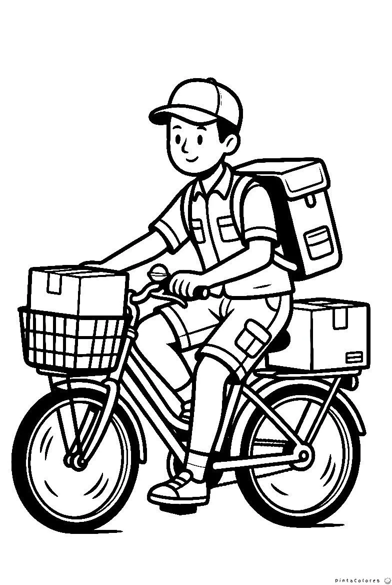 Repartidor en bicicleta transportando pedidos