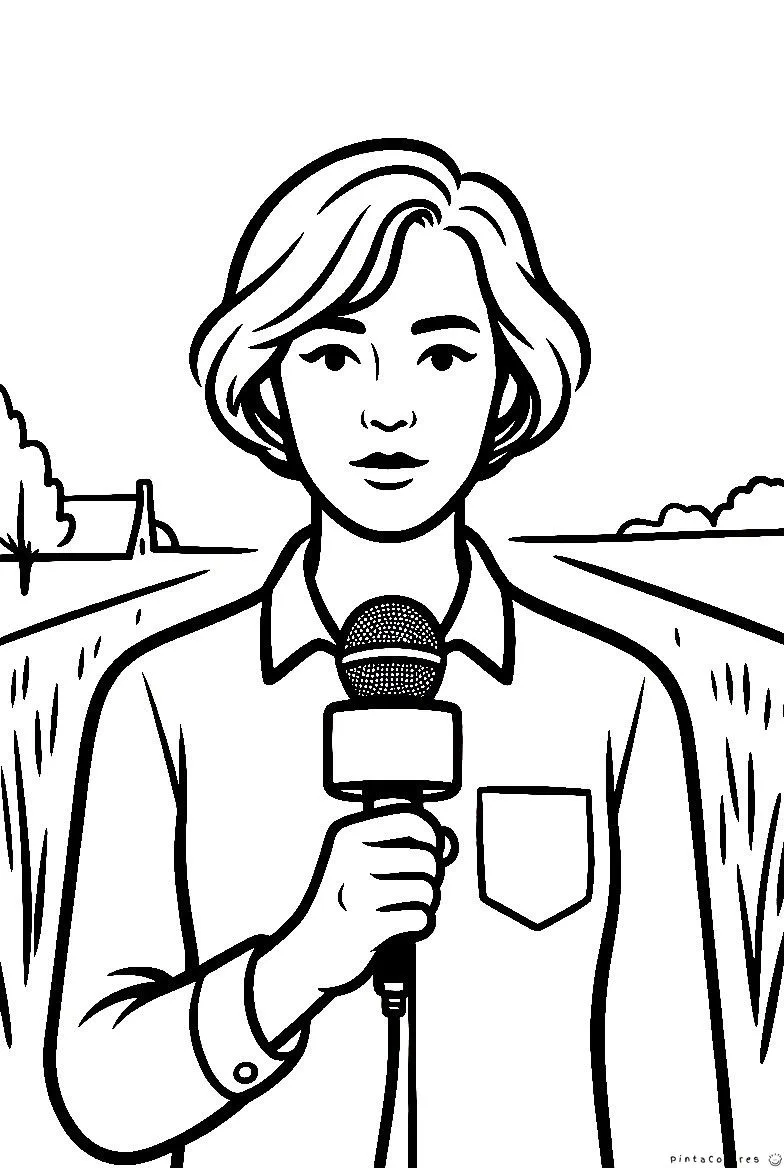 Reportera entrevistando con micrófono