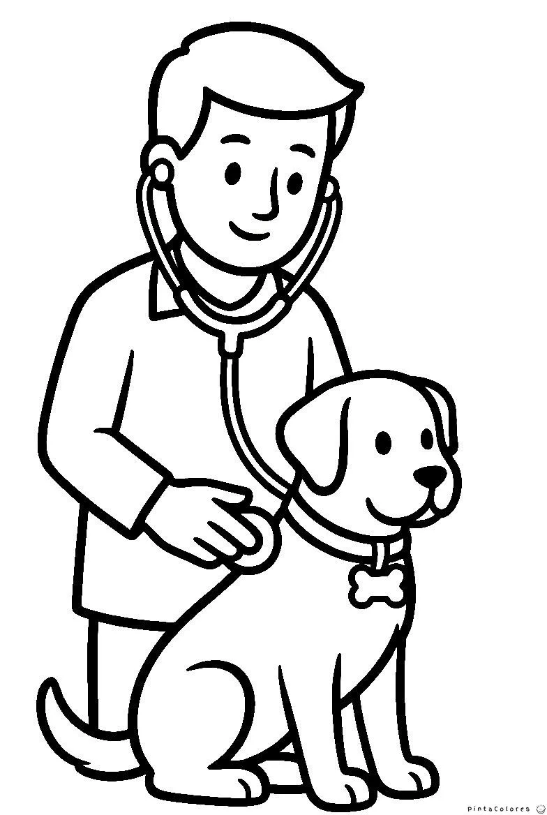 Veterinario revisando un perro