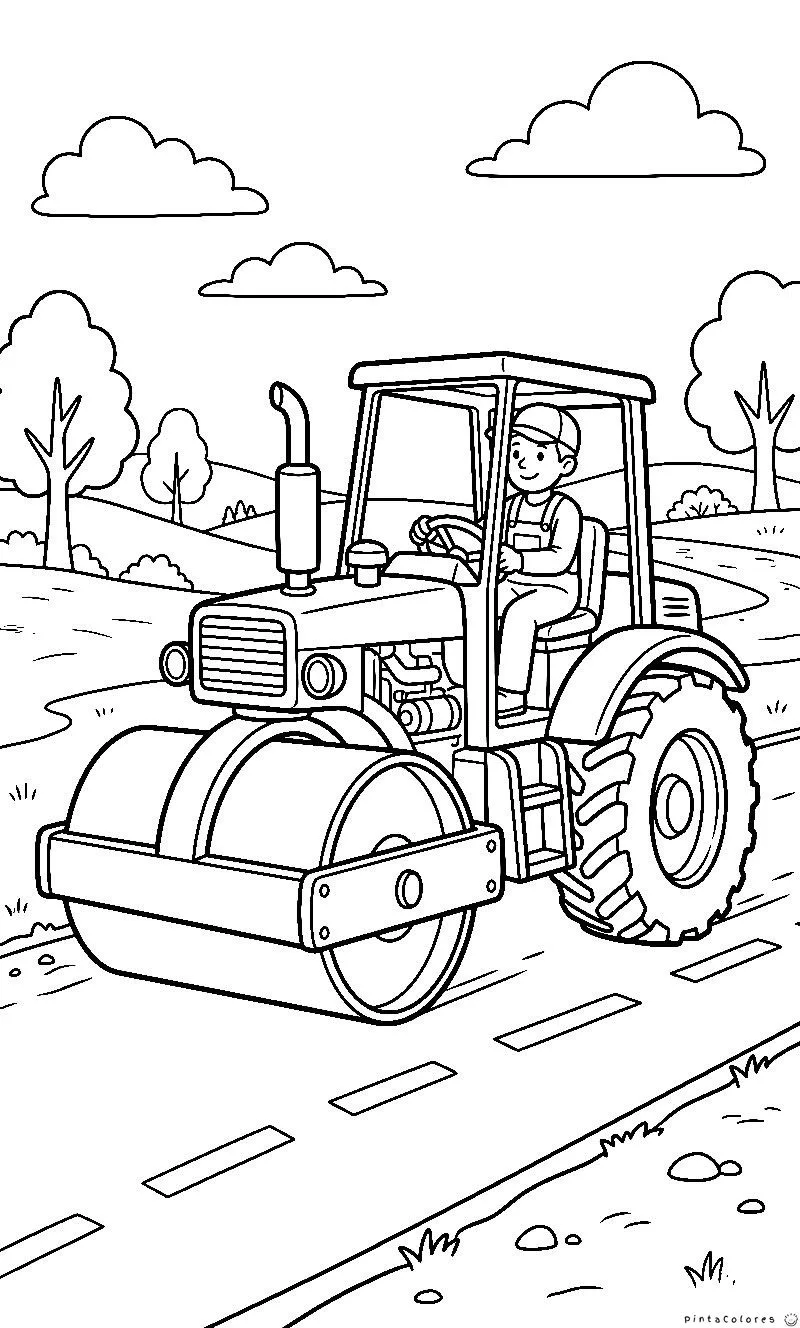 Apisonadora moderna compactando suelo