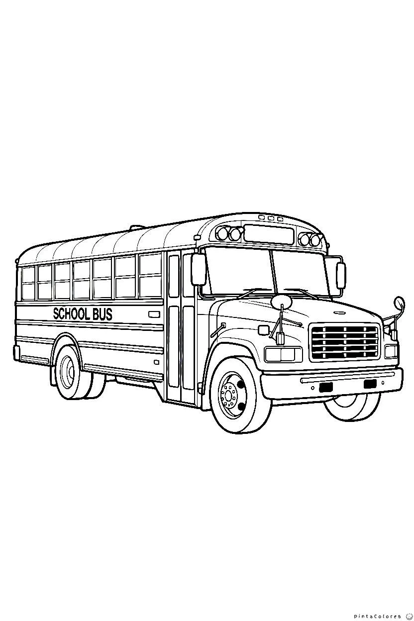 Autobús escolar estilo caricatura transportando estudiantes