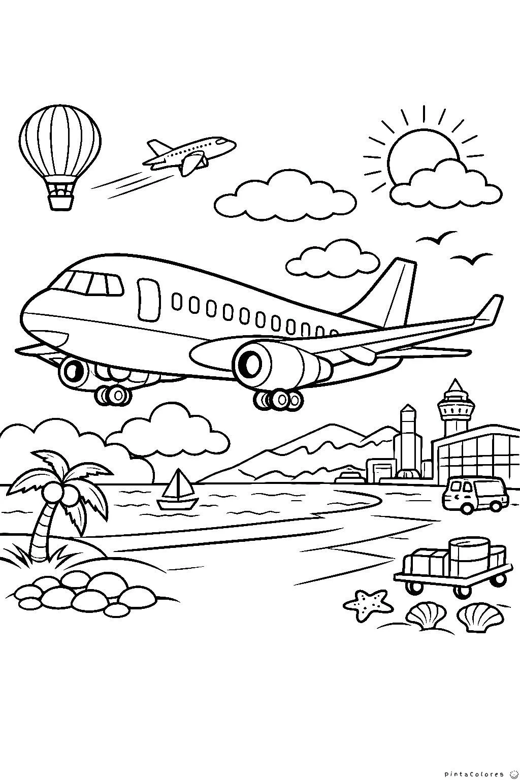 Avión volando sobre el mar cerca de la costa