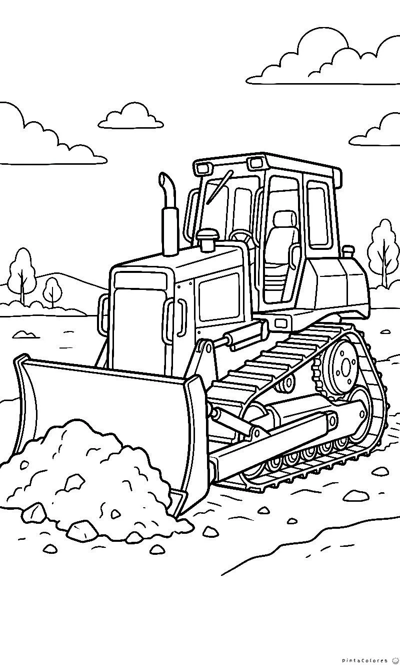 Bulldozer moviendo tierra en una obra de construcción