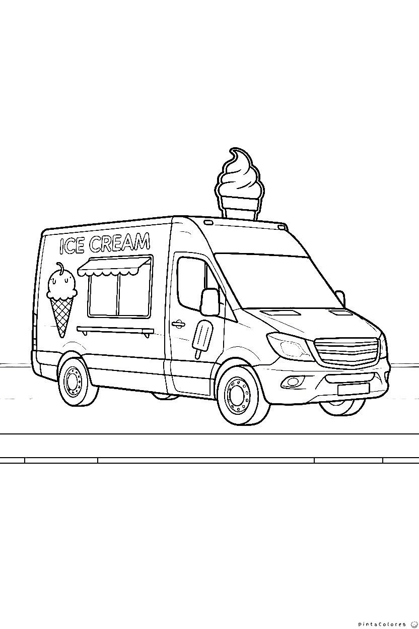 Camioneta de helados vendiendo helados en la calle