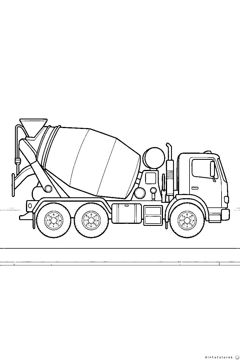 Camión hormigonera mezclando cemento en una obra