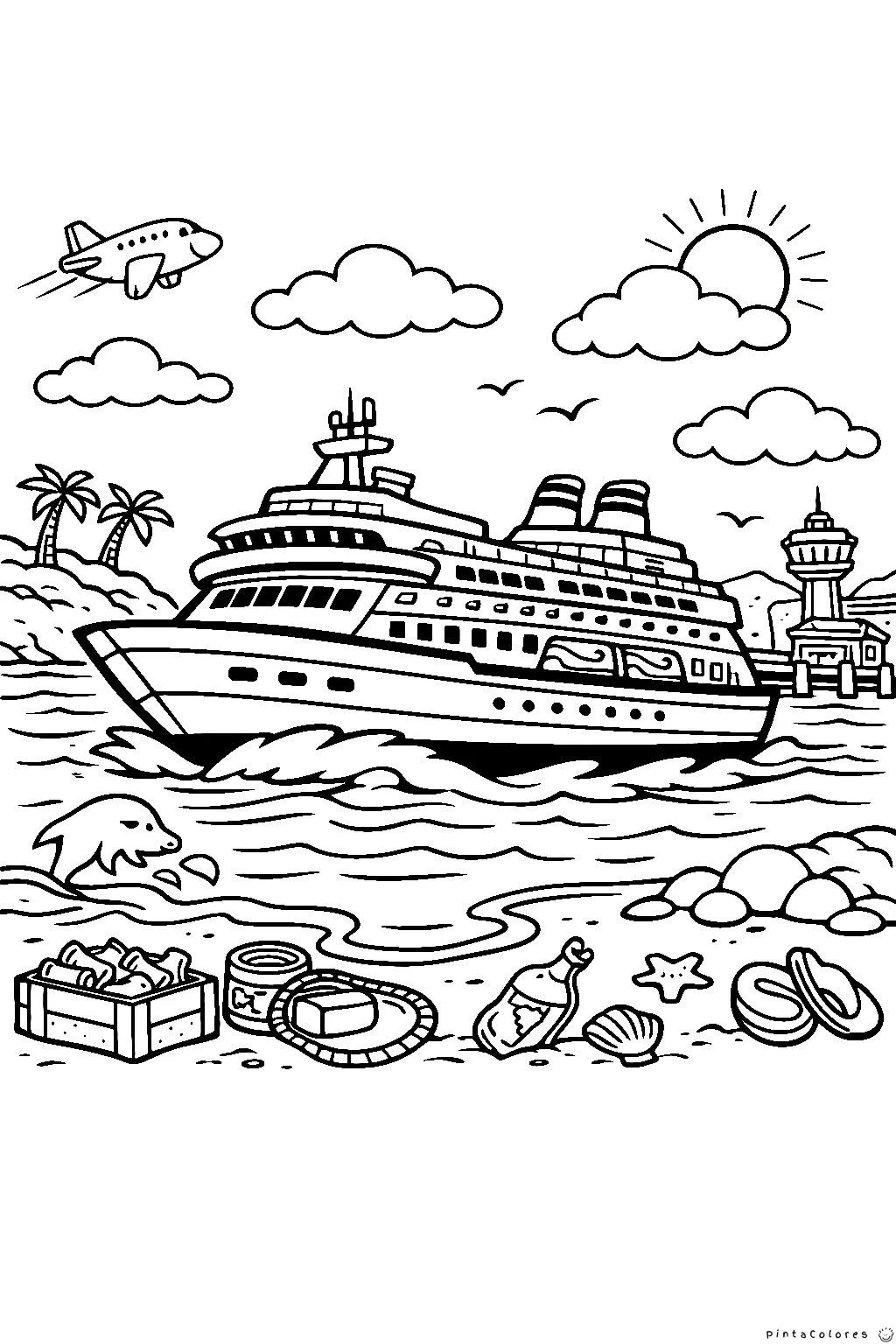 Gran barco crucero navegando por el mar