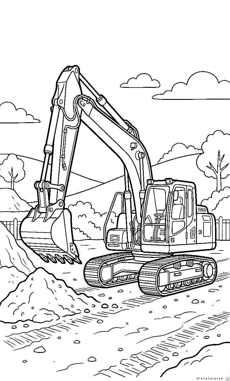 Excavadora hidráulica grande cavando tierra