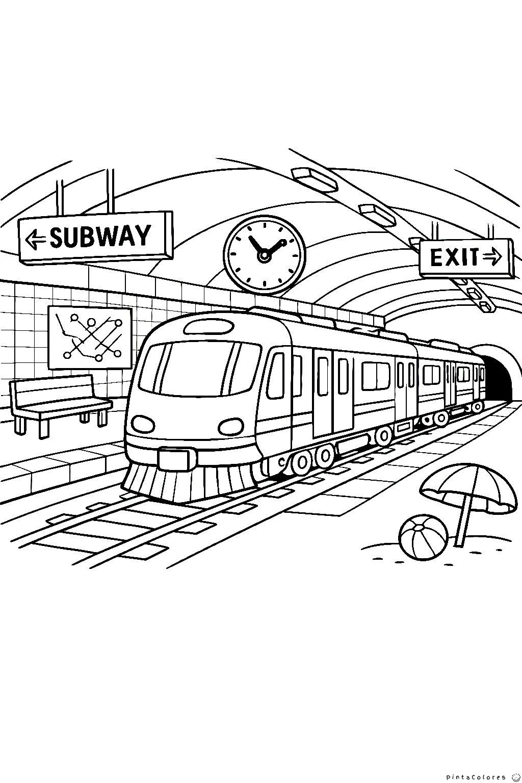 Tren de metro detenido en una estación