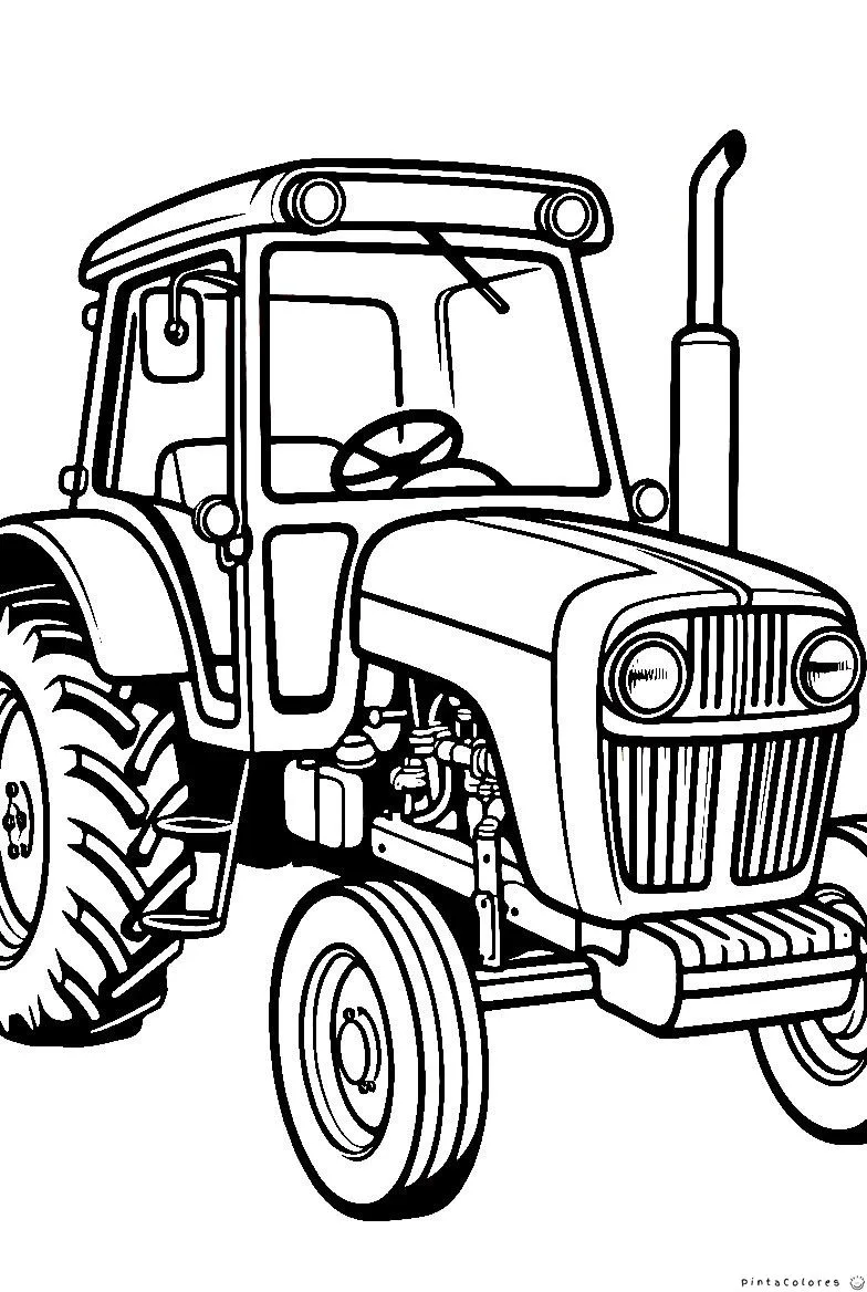 Tractor moderno visto desde el frente