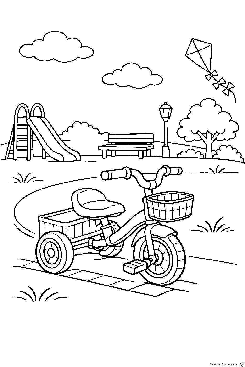 Triciclo infantil en un parque