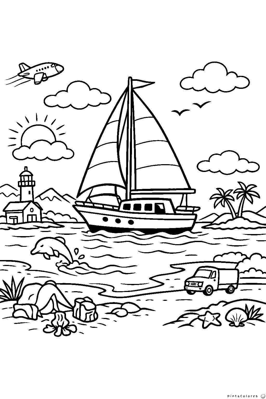 Velero navegando en el océano