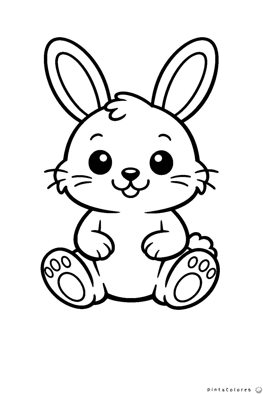 conejo de pascua sentado dibujo para colorear