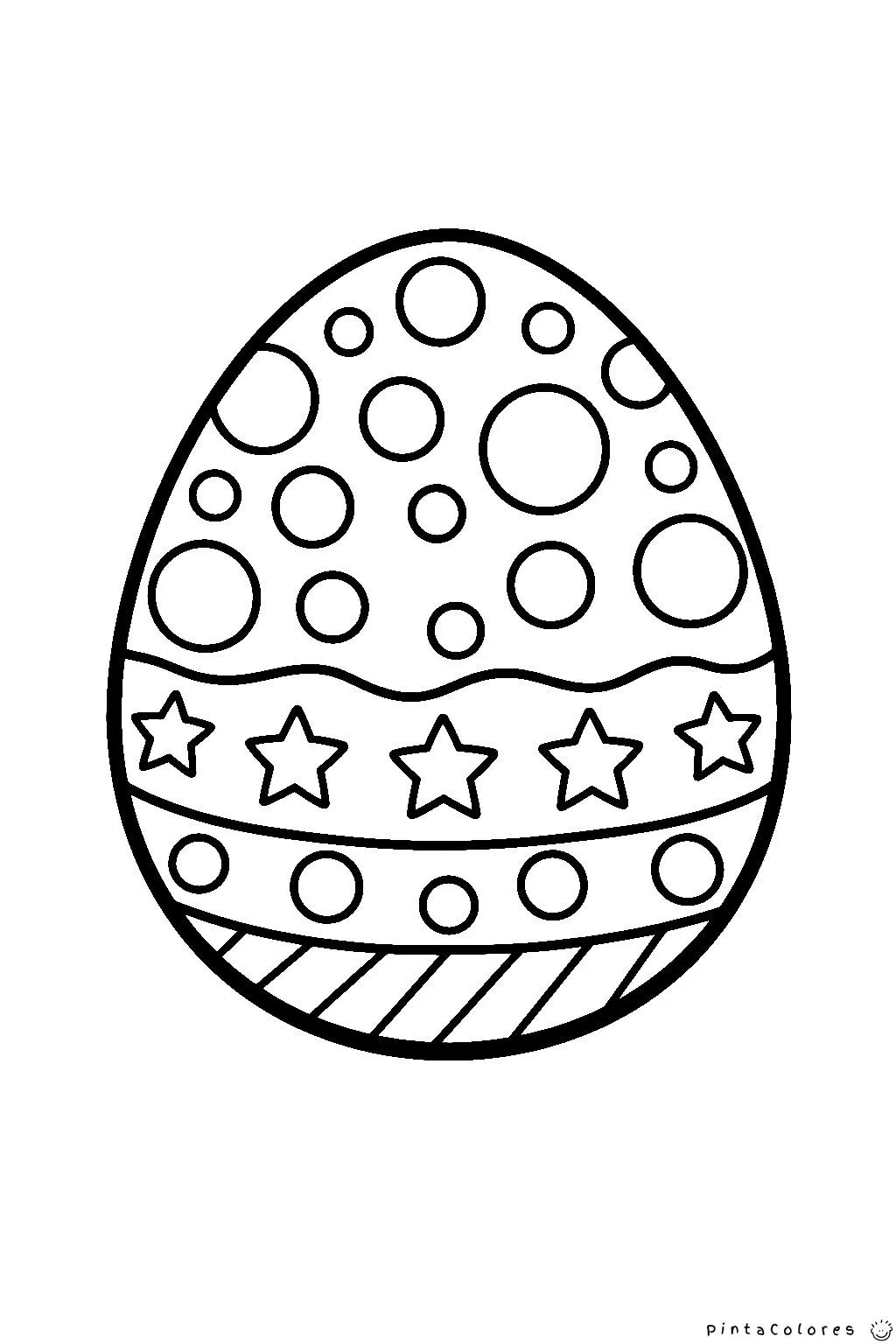 huevo de pascua con círculos y estrellas dibujo para colorear