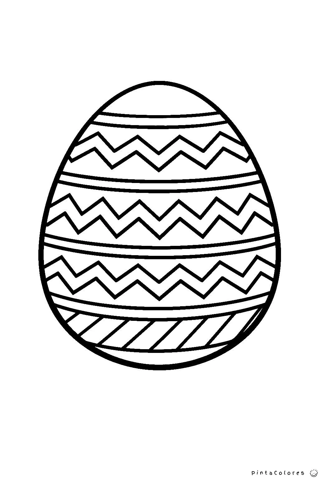 huevo de pascua con líneas en zigzag dibujo para colorear