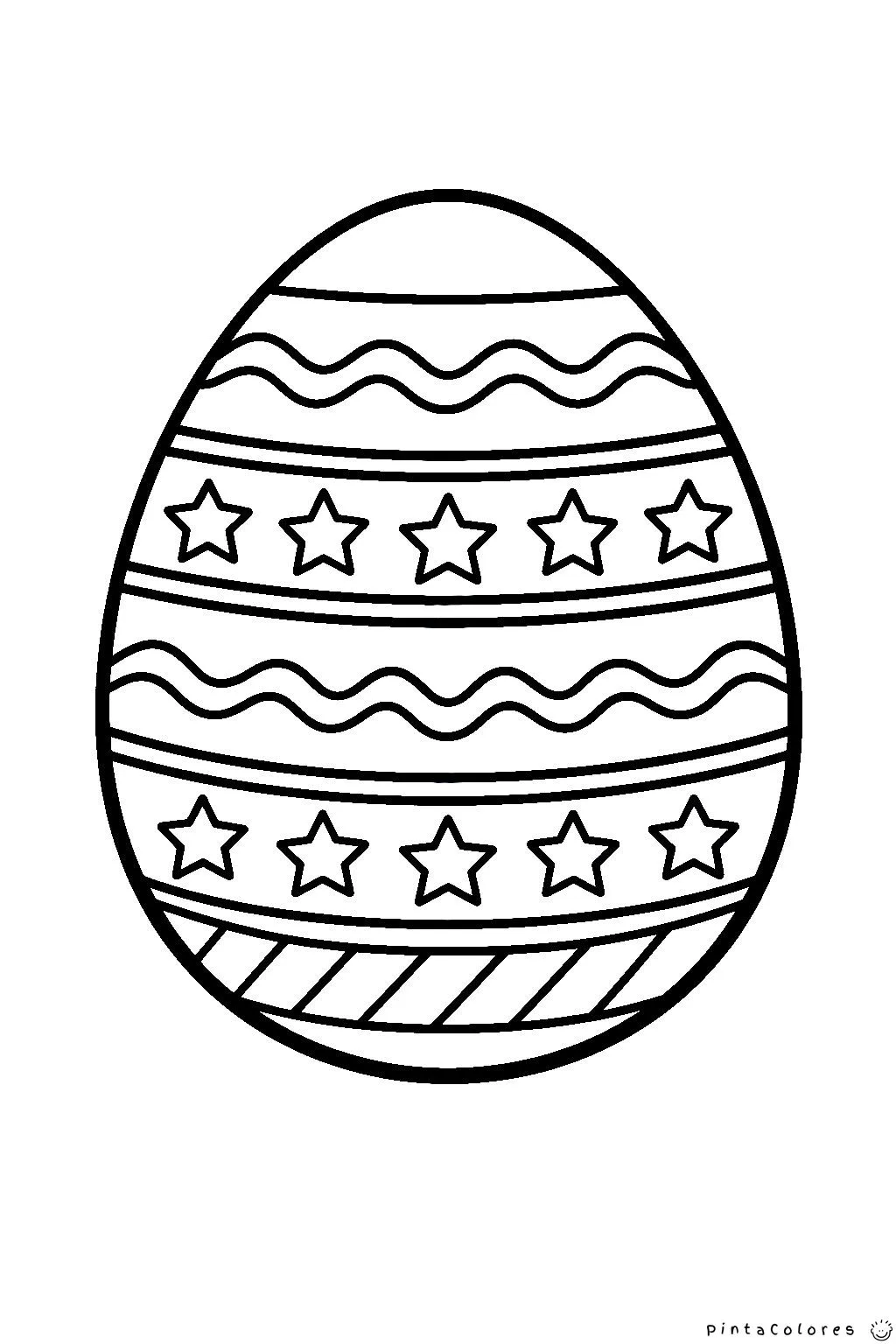 huevo de pascua con líneas y estrellas dibujo para colorear