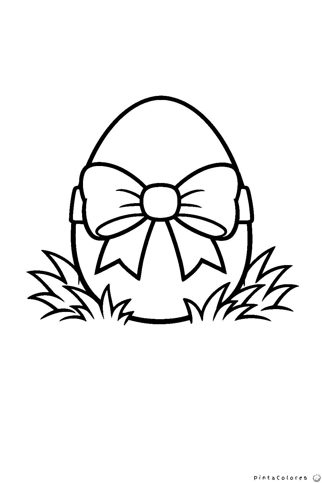 huevo de pascua con moño dibujo para colorear