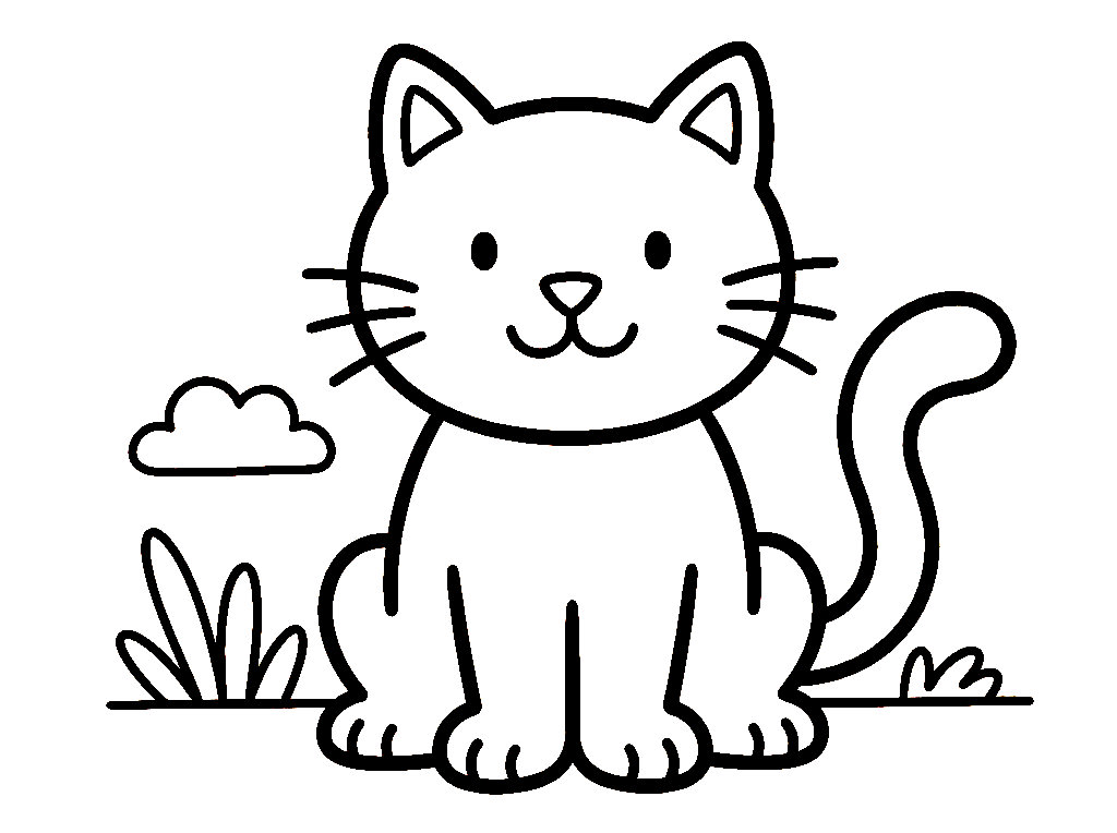 Gato simple para niños de 4 a 5 años