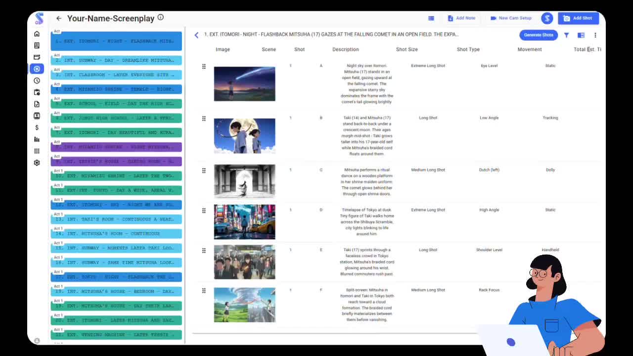 Export Shotlist to Excel or PDF