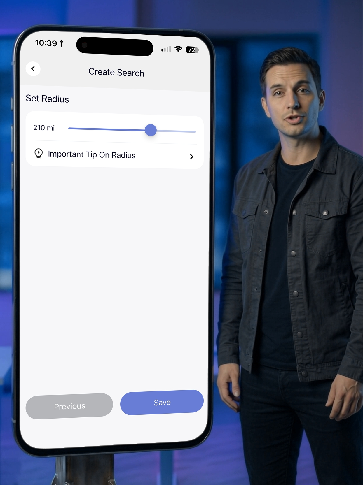 Search radius settings