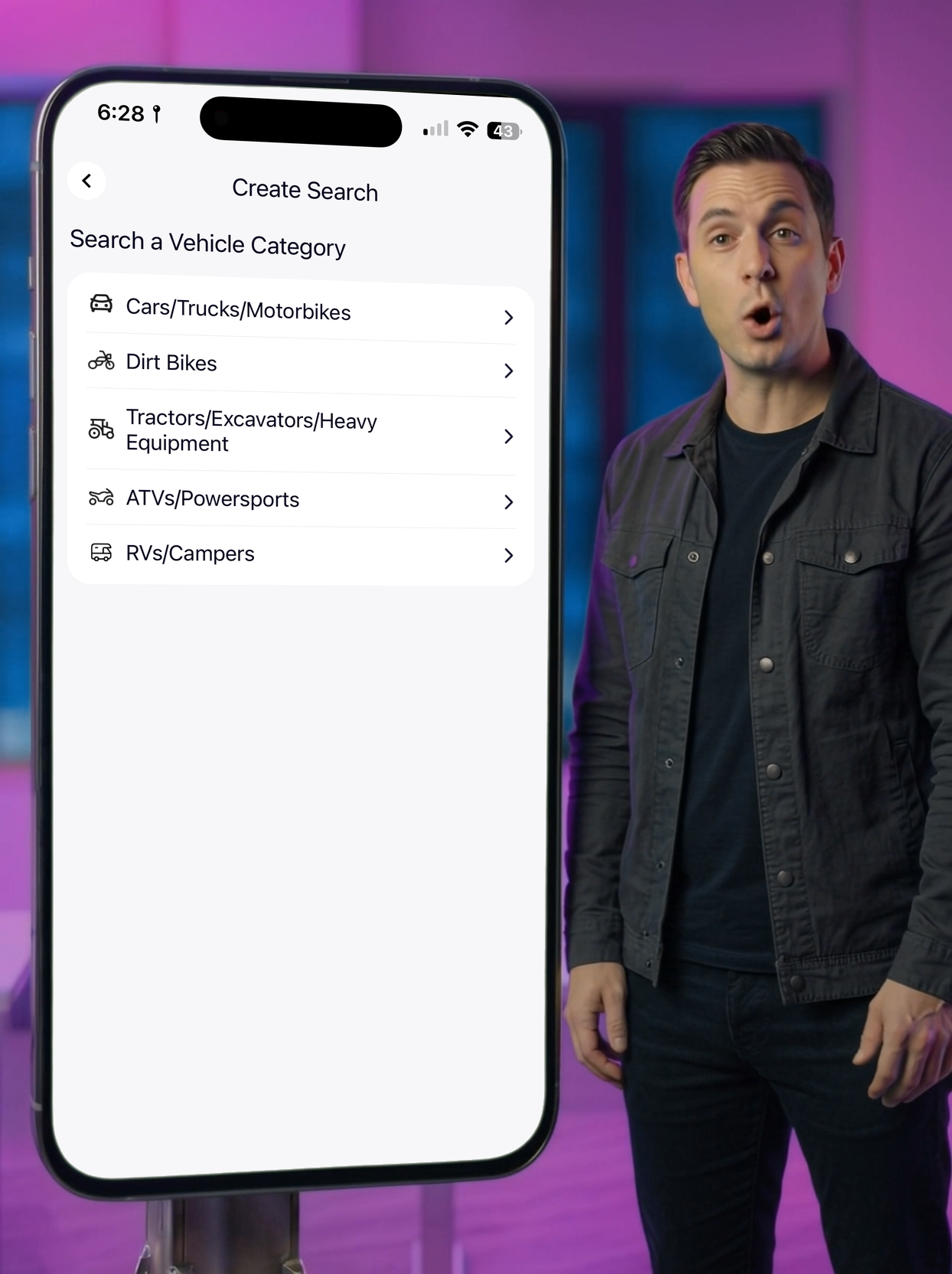 Tap Home and Create Search