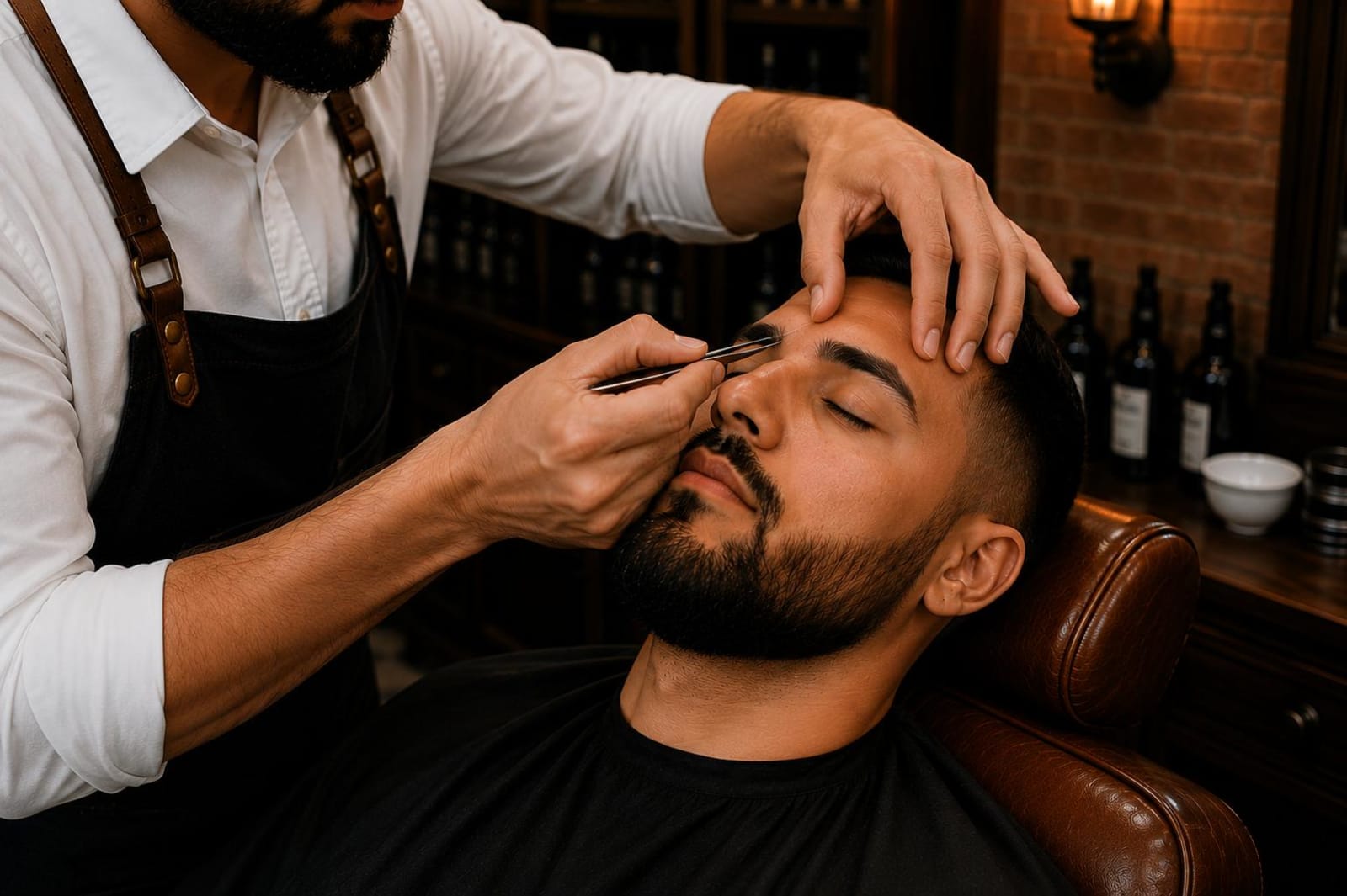 City Barber Barbershop, Präzises Augenbrauen Zupfen