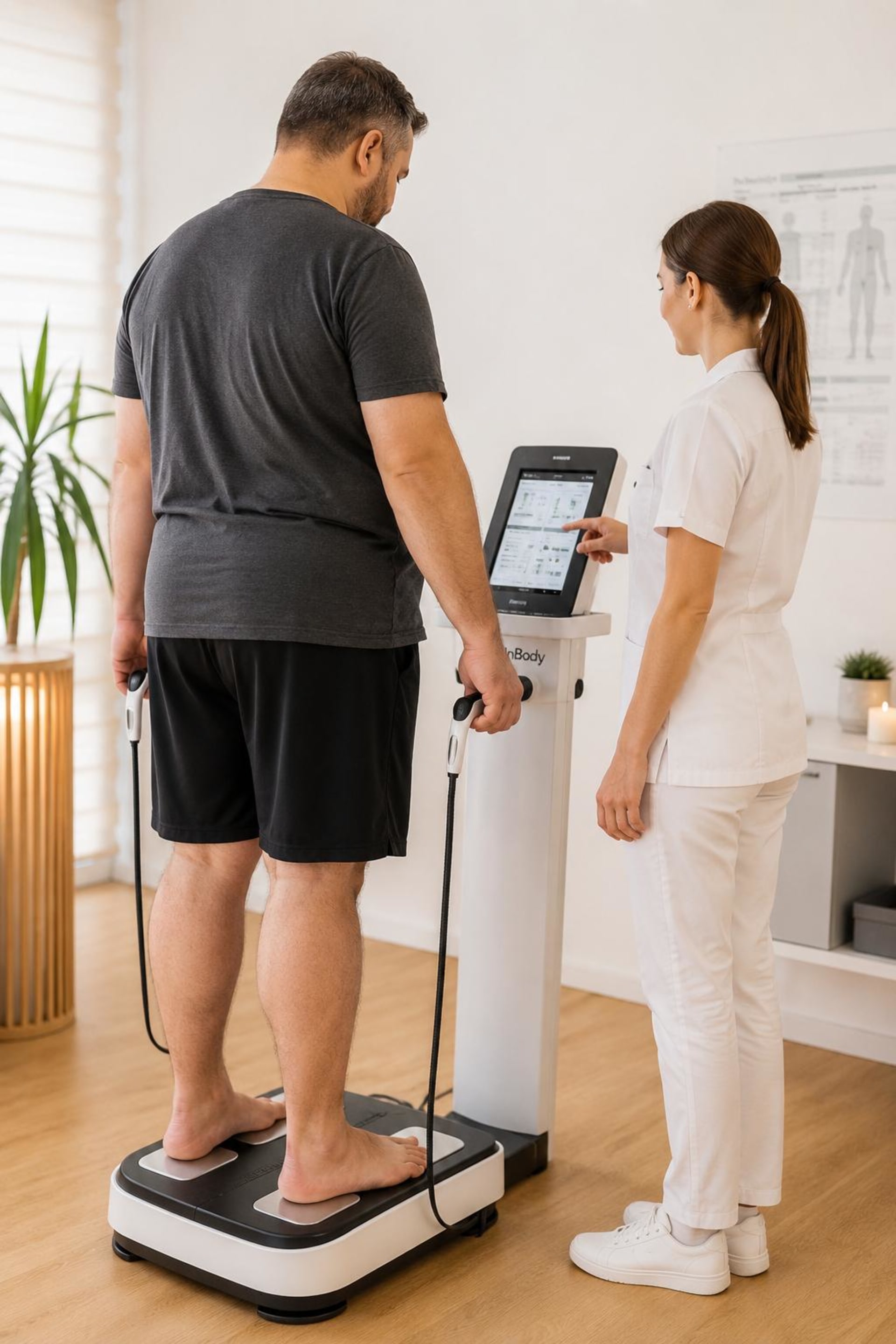 BIA-Körperanalyse in Norderstedt bei Physiowohltat - Bioelektrische Impedanzanalyse zur Bestimmung von Körperfett, Muskelmasse, Wasser