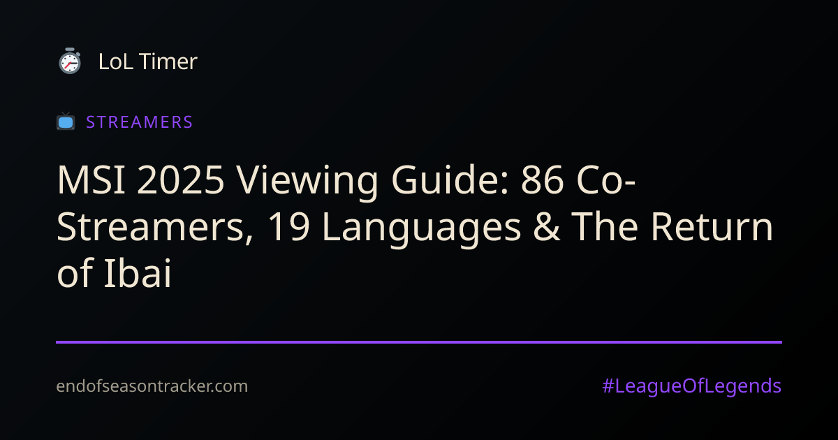 MSI 2025 Breaks Records: Ibai Returns, 86 Streamers & 19 Languages Set for Epic Broadcast