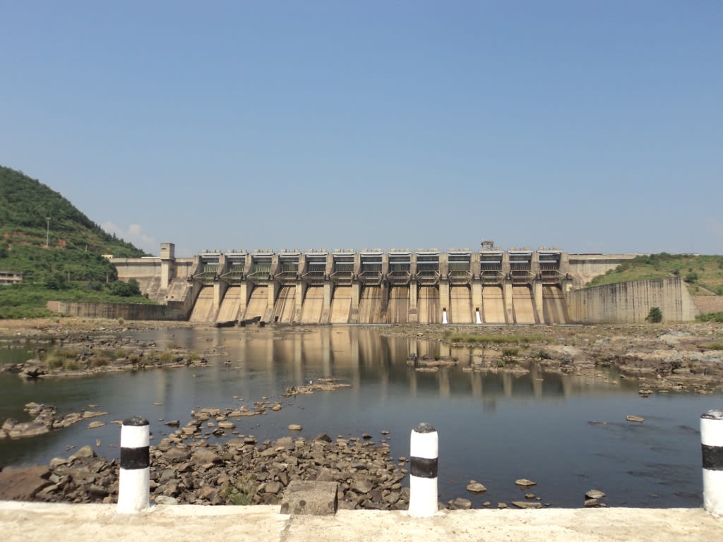 Chandil Dam spillway and downstream water in an archival October 2010 photograph