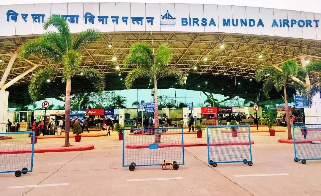 Birsa Munda Airport entrance signage at Ranchi