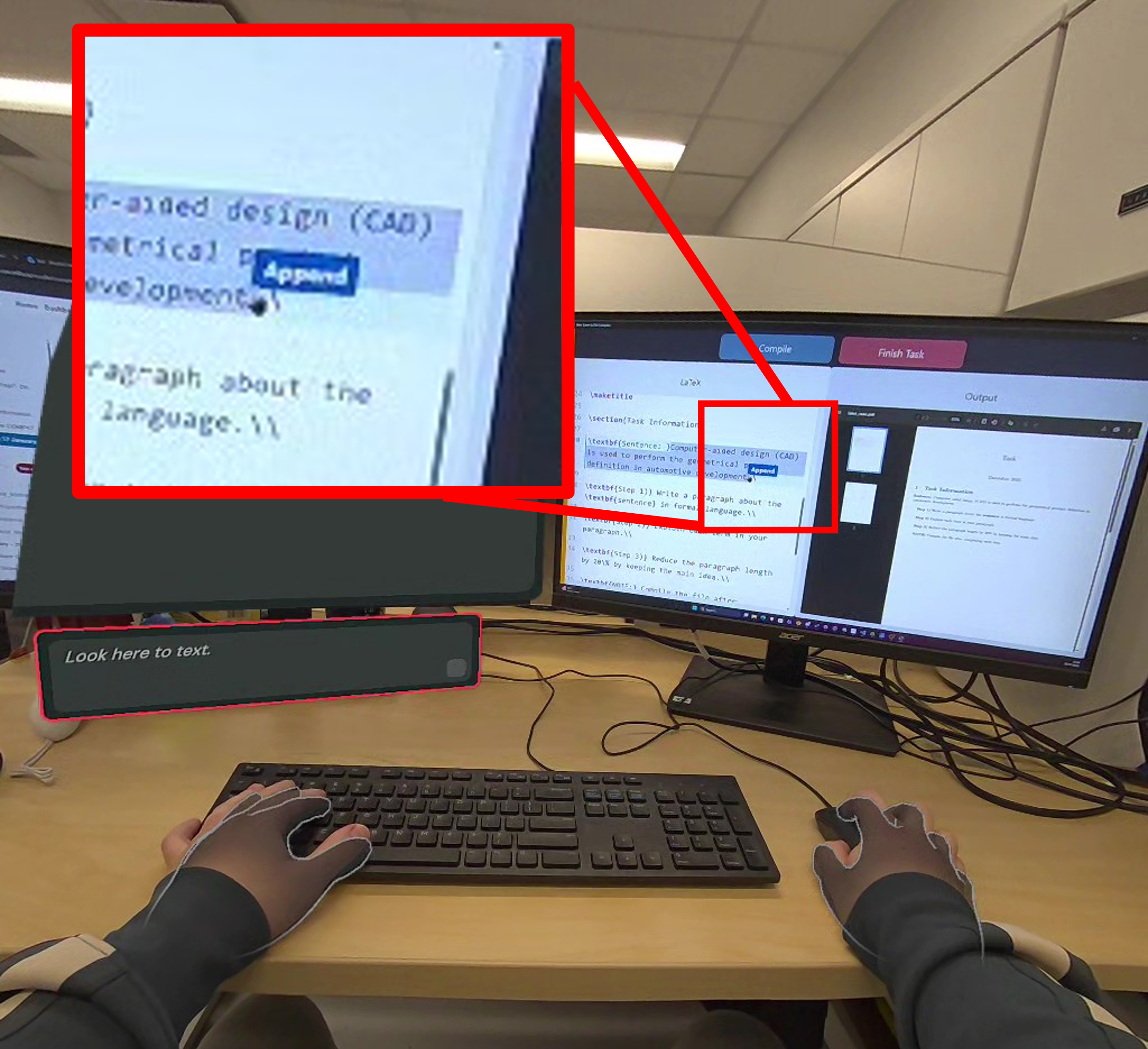 Append and transfer workflow for integrating AI-generated text into desktop documents.