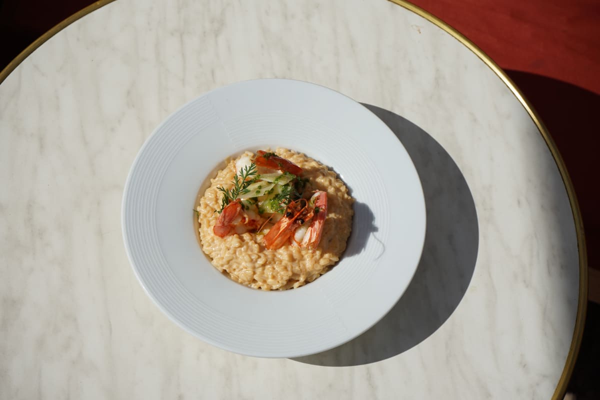 Risotto aux crevettes — plat méditerranéen Olea Marseille