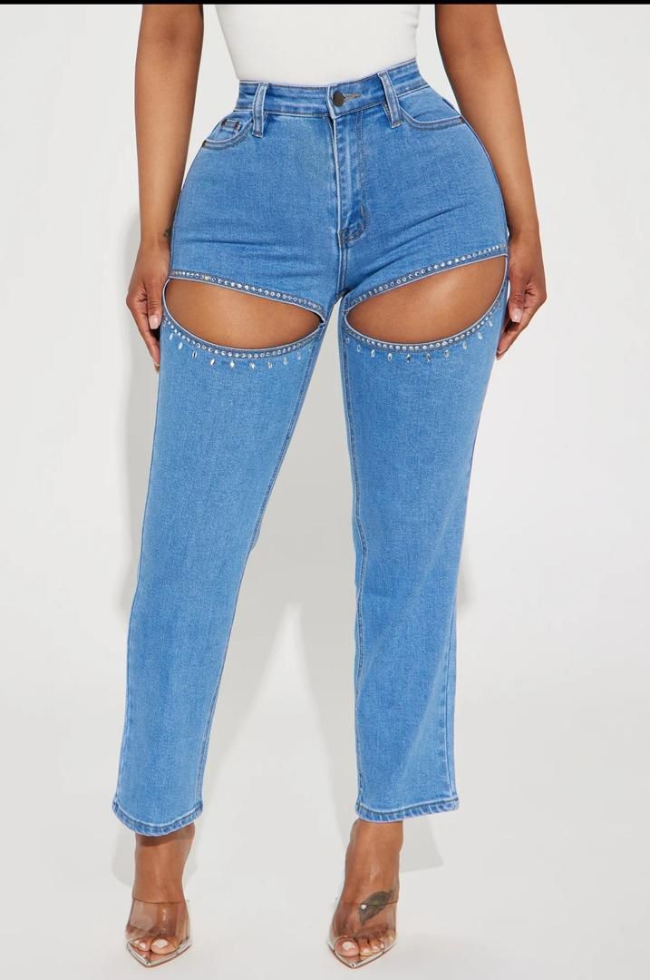 Ripped Edge Street wear long jeans for ladies