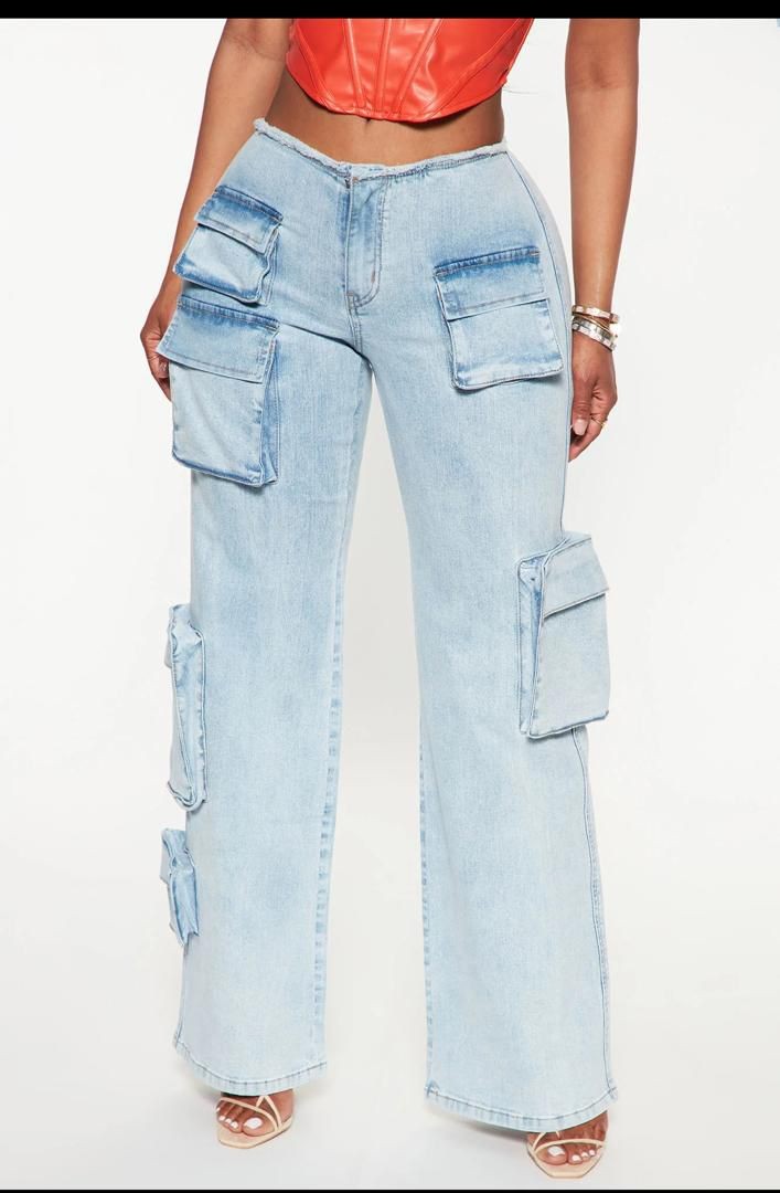 Cargo Pocket Denim Jeans for ladies