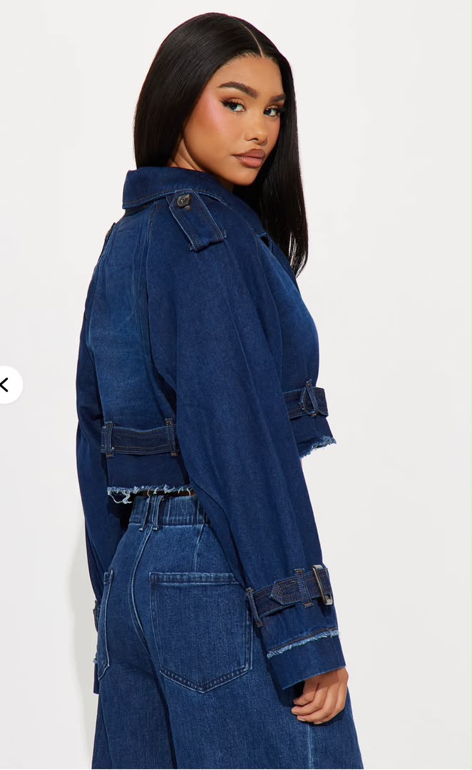 women cropped denim jacket set for fashion
