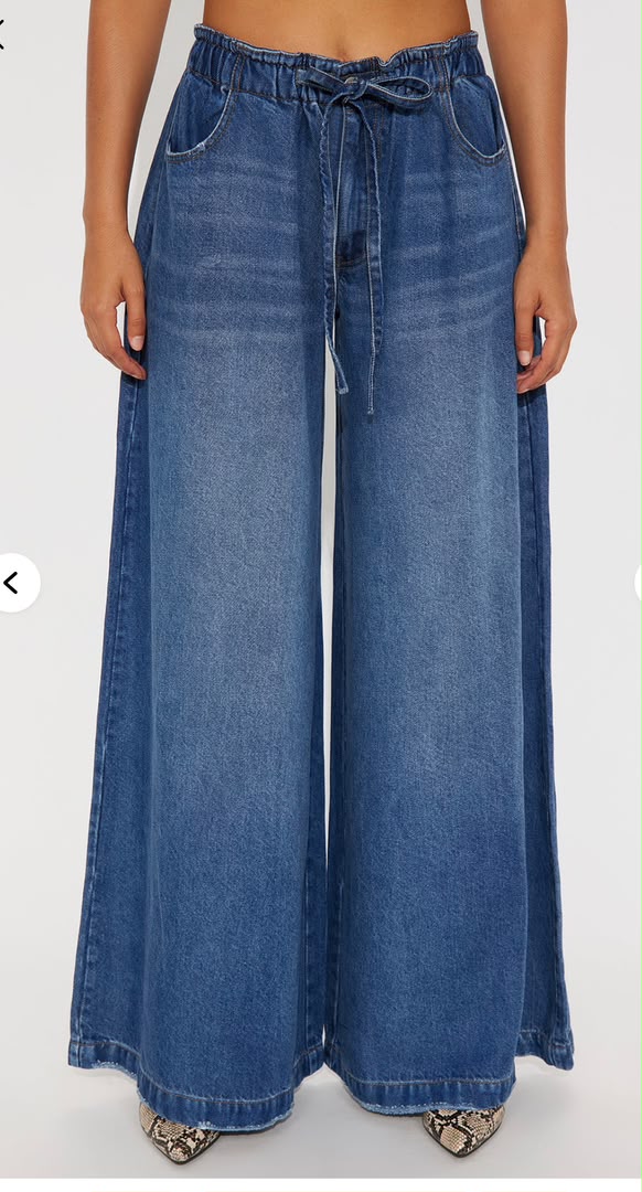 lady drawstring waist jeans trousers