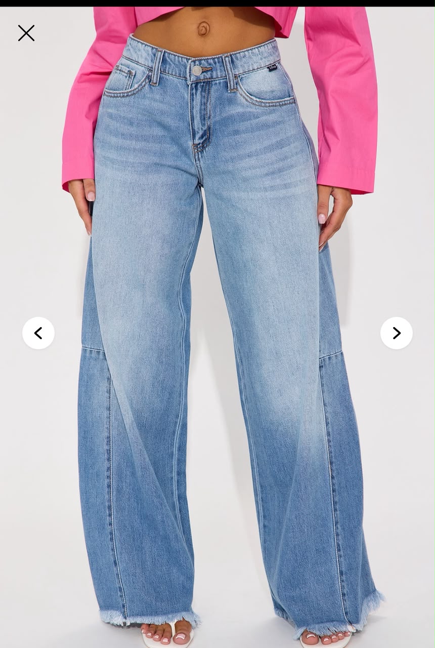 light blue raw hem wide jeans for fashion