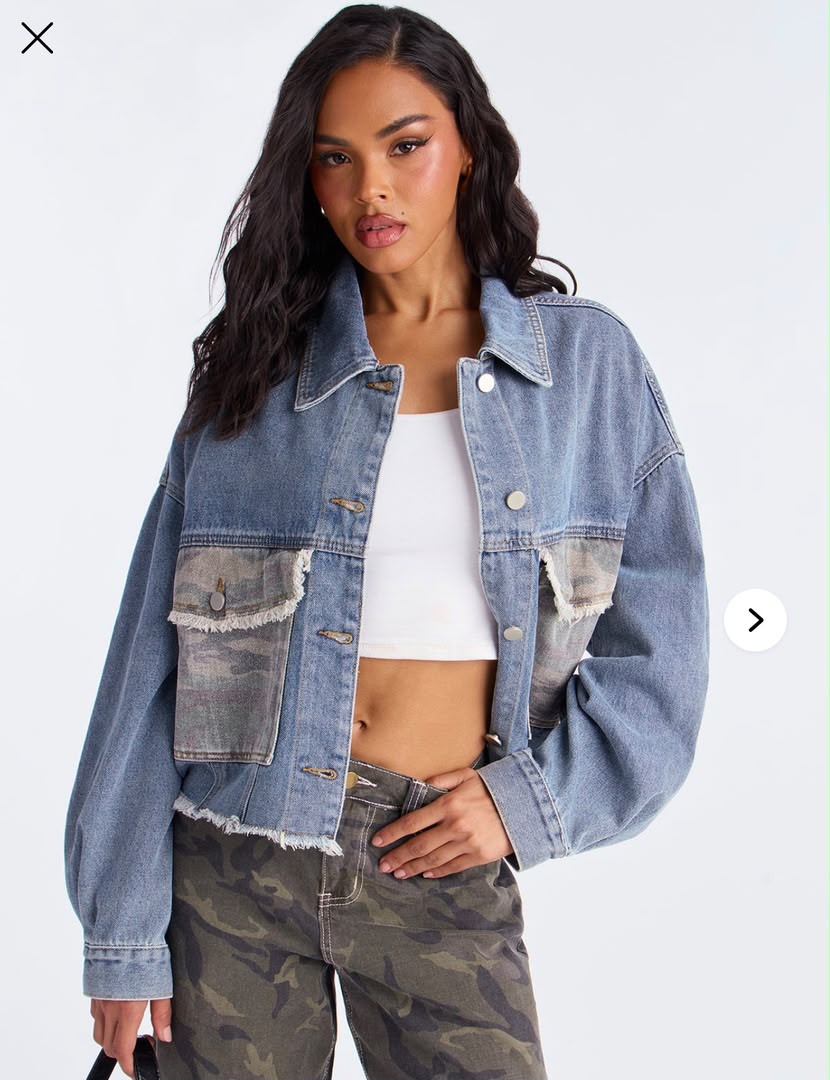 blue camo pocket denim jacket outdoor style