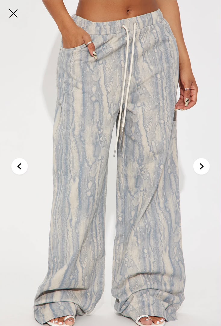 grey marble wash drawstring wide jeans outdoor style