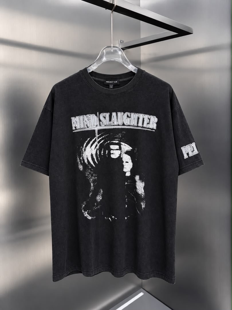 Project G/R Mind Slaughter HQ Graphic Tee – Washed Black