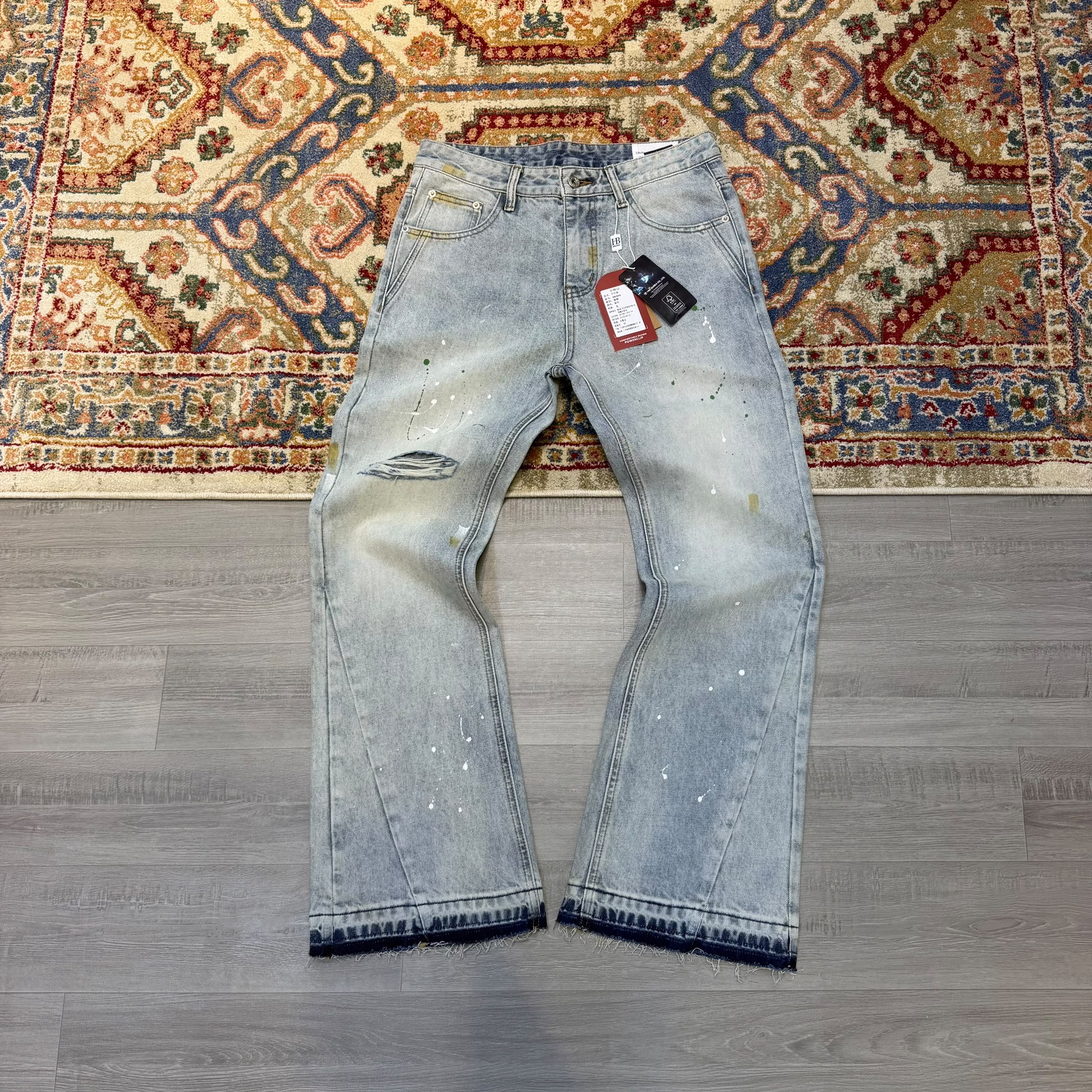 HQ Paint Splatter Distressed Denim Jeans